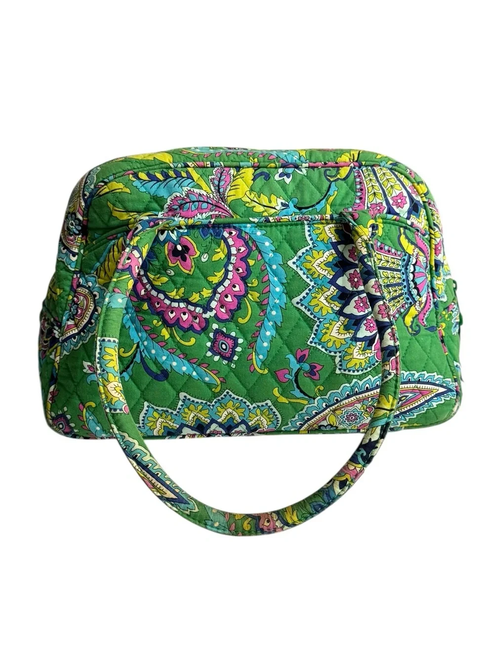 Vera Bradley Emerald Paisley Bowler Bag Shoulder Purse Quilted Bohemian Retired